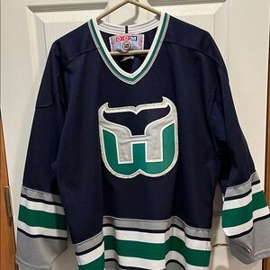 CCM Navy and Green Hockey Jersey